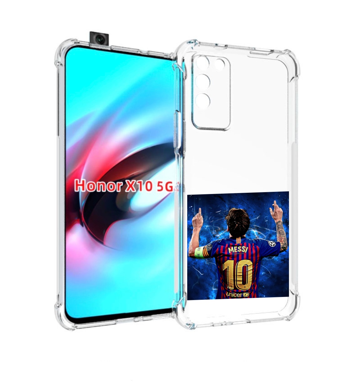 

Чехол MyPads Месси-10 мужской для Honor X10, Прозрачный, Tocco
