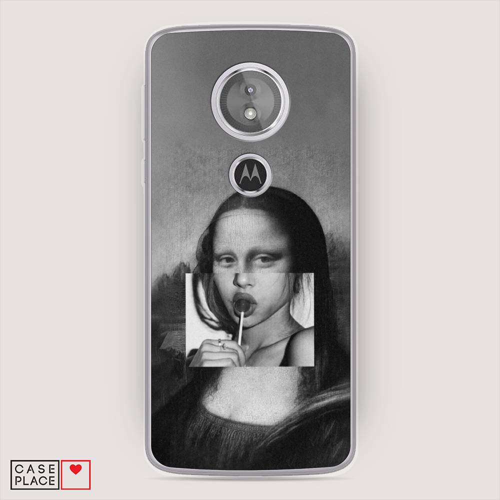 

Чехол Awog на Motorola Moto E5 / Моторола Мото E5 "Mona Lisa sucking lollipop", Разноцветный, 241050-9