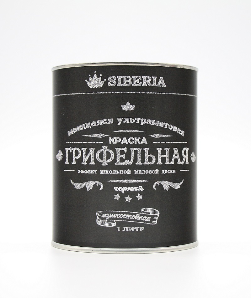 Краска грифельная SIBERIA B10 для стен с эффектом школьной меловой доски, черный, 1 л