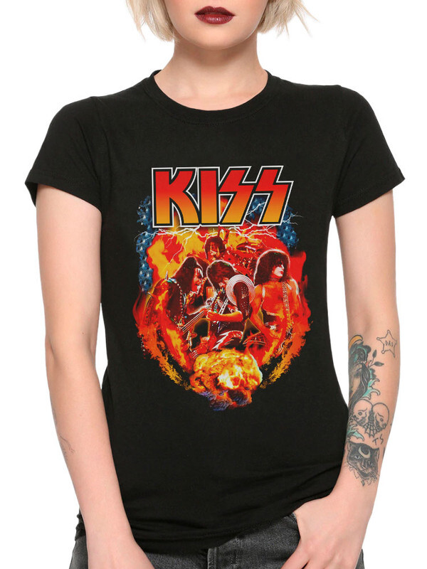 

Футболка женская Design Heroes Рок Группа Kiss черная 2XL, "Рок Группа Kiss"