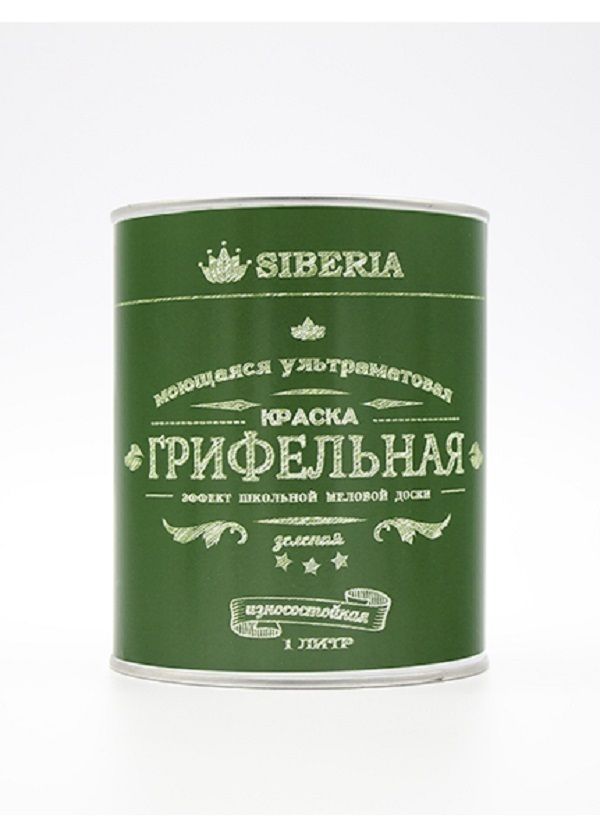 

Краска грифельная SIBERIA G10 для стен с эффектом школьной меловой доски, зеленый 1л, G10