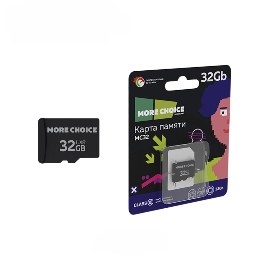 Карта памяти More Choice Micro SD 32Гб MC32 (MC32 Black White)