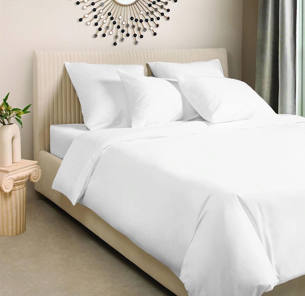 

Простыня Maktex Белый Лучик 220x220 см, Простыни из сатина 140 Белые на резинке
