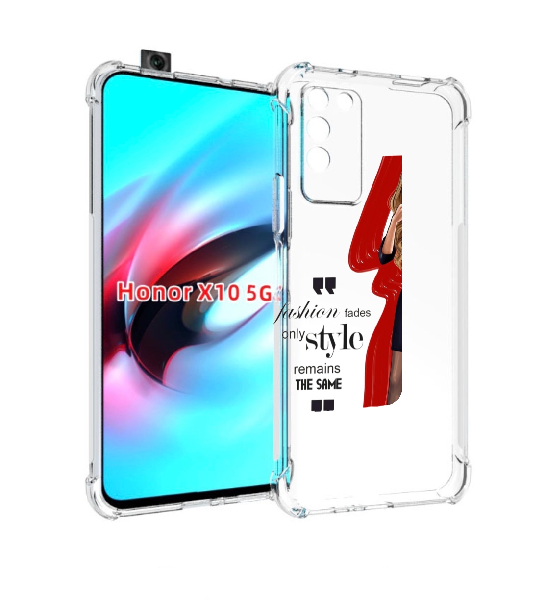 

Чехол MyPads Модная-девушка женский для Honor X10, Прозрачный, Tocco