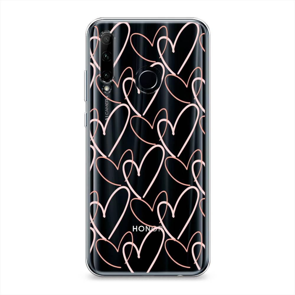 

Чехол на Honor 10i "Узор из сердечек", Розовый;бежевый, 68850-6