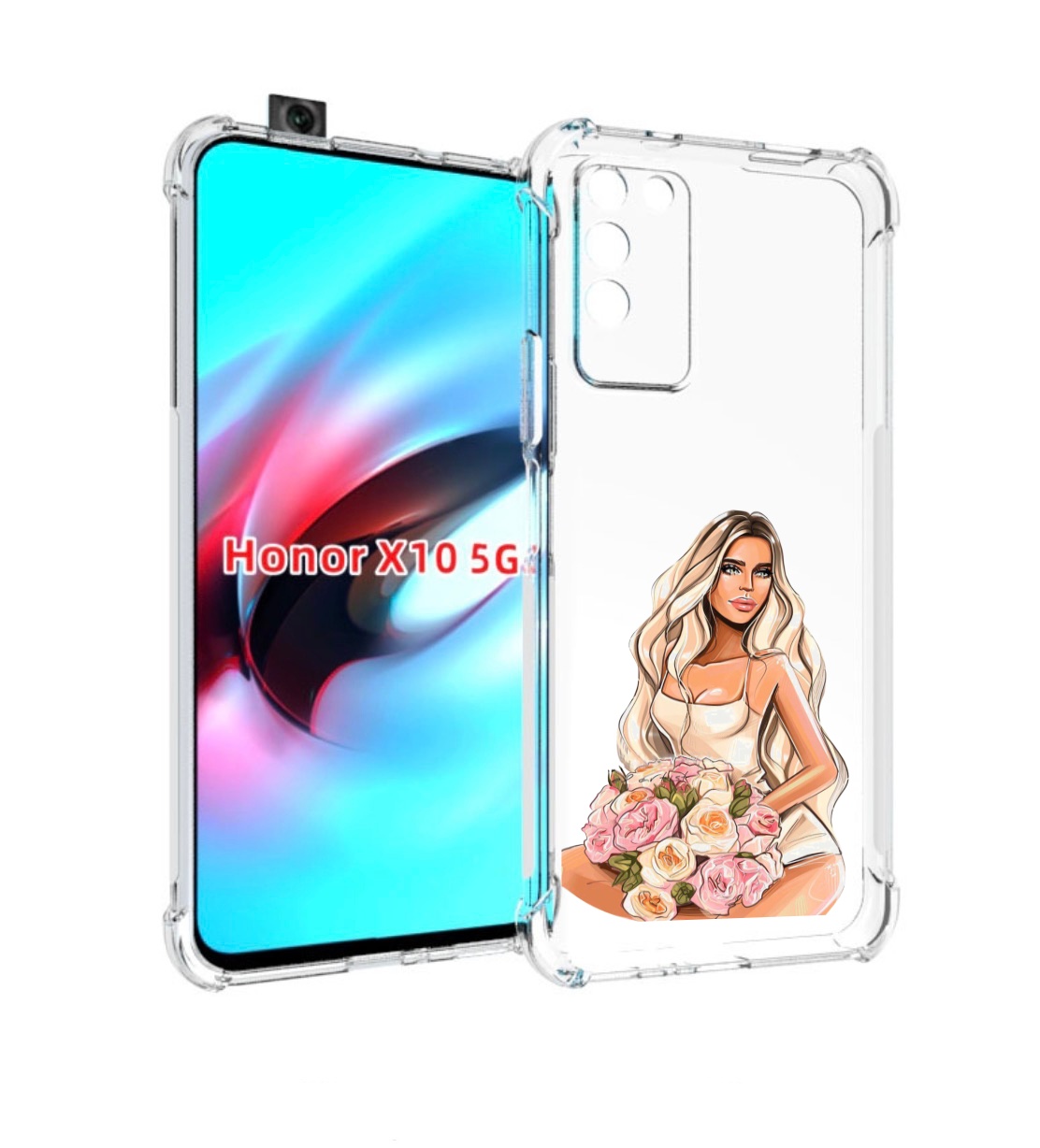 

Чехол MyPads Нежная-девушка женский для Honor X10, Прозрачный, Tocco