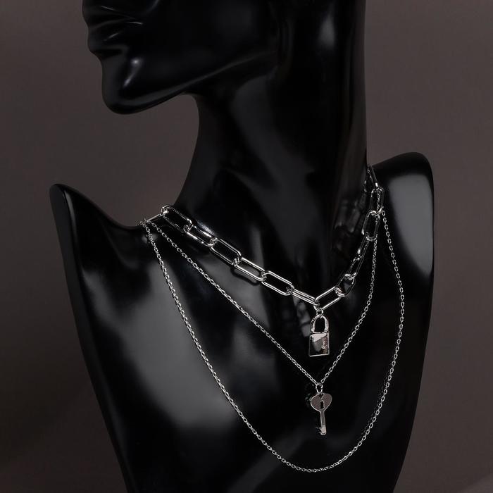 

Кулон "Цепь" ключик с замком, цвет серебро, 52 см, П00000348