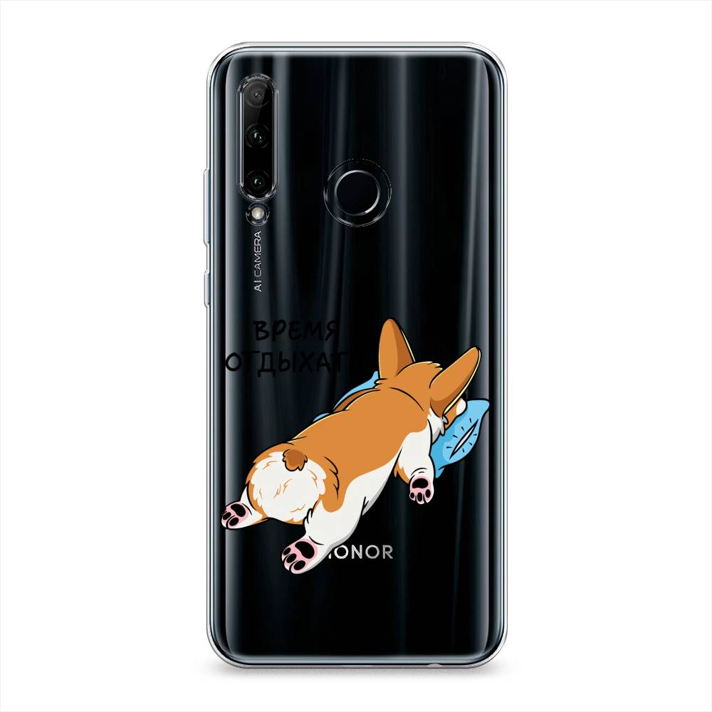 

Чехол на Honor 10i "Корги отдыхает", Черный;коричневый;голубой, 68850-1