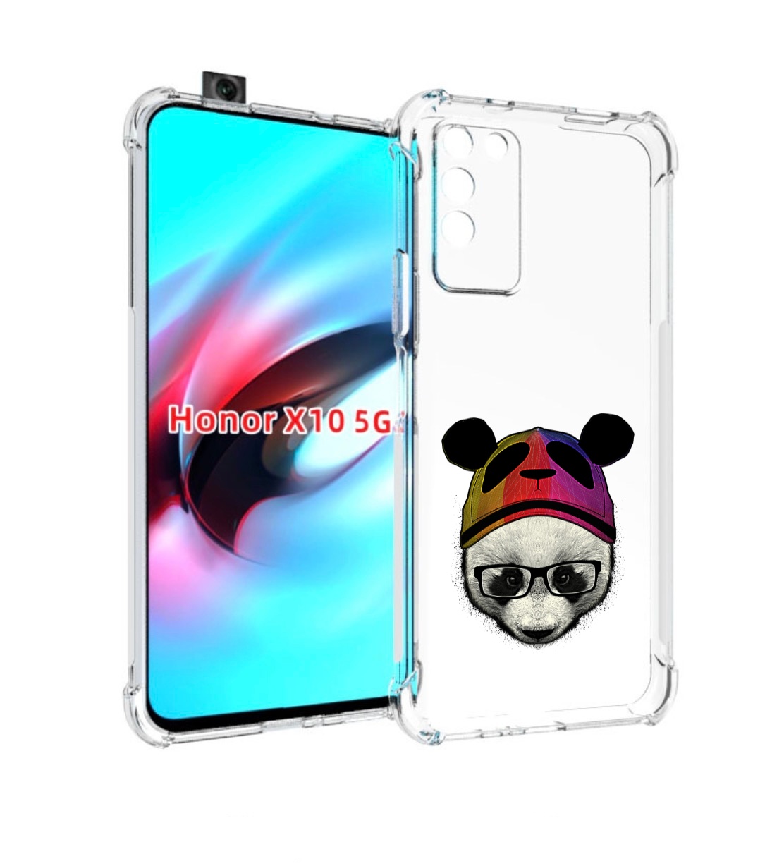 

Чехол MyPads Панда в шапке для Honor X10, Прозрачный, Tocco