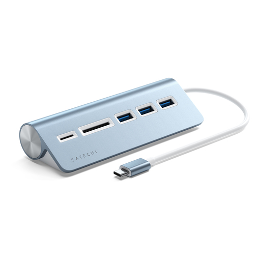 фото Концентратор satechi type-c aluminum usb hub & micro/sd card reader with cable blue