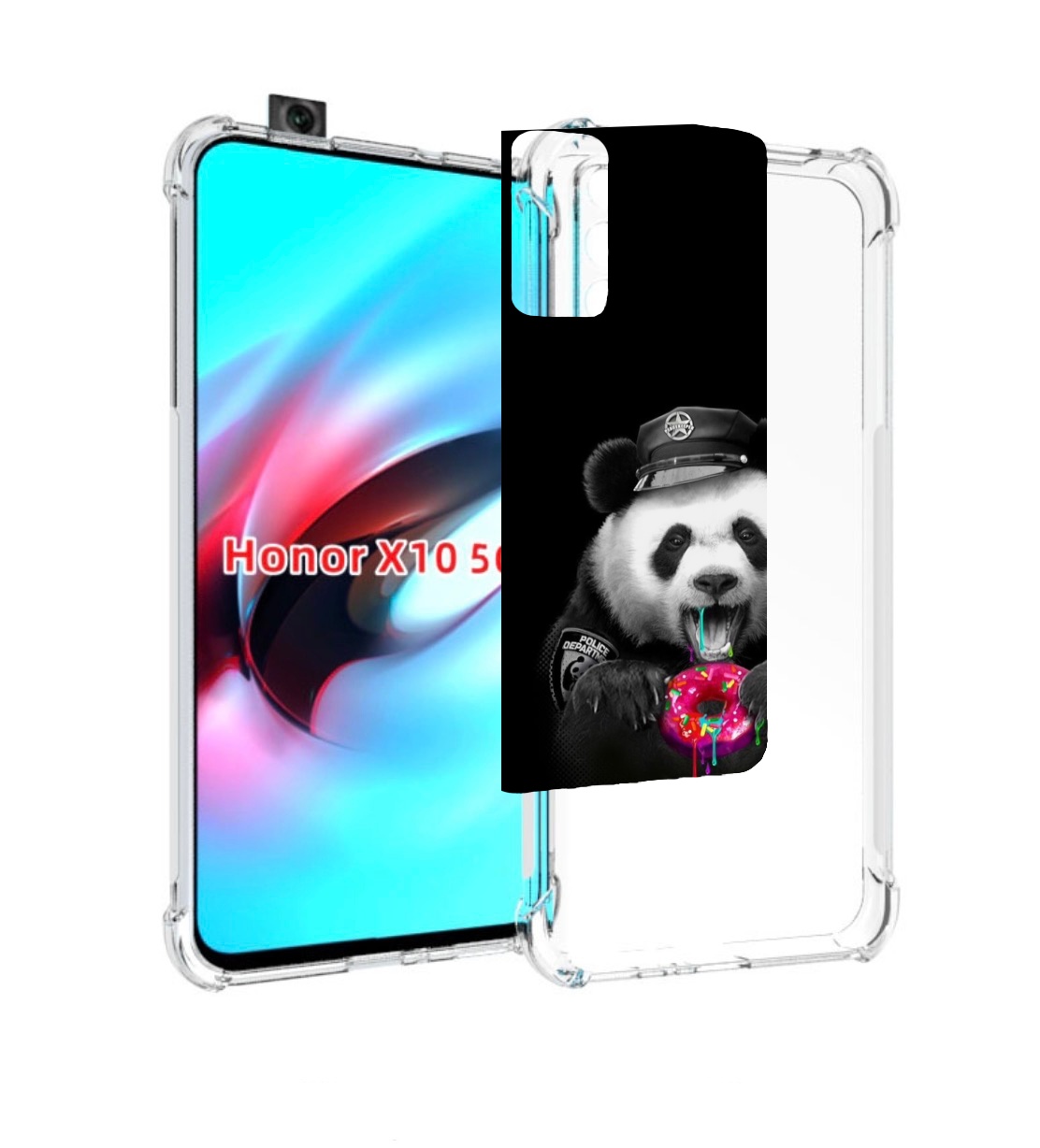 

Чехол MyPads Панда-с-пончиком для Honor X10, Прозрачный, Tocco