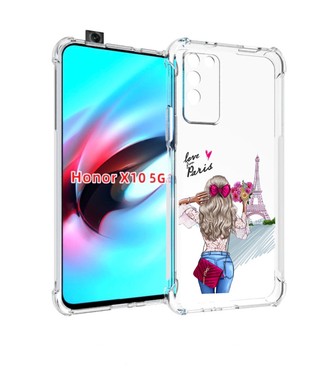 

Чехол MyPads Парижанка женский для Honor X10, Прозрачный, Tocco