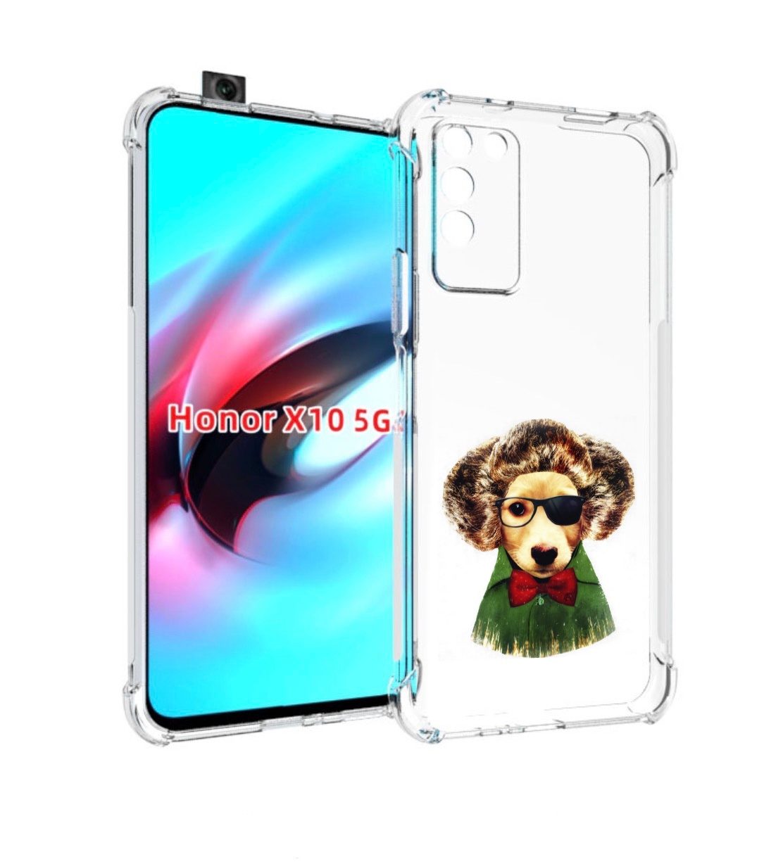 

Чехол MyPads Пес в бабочке для Honor X10, Прозрачный, Tocco