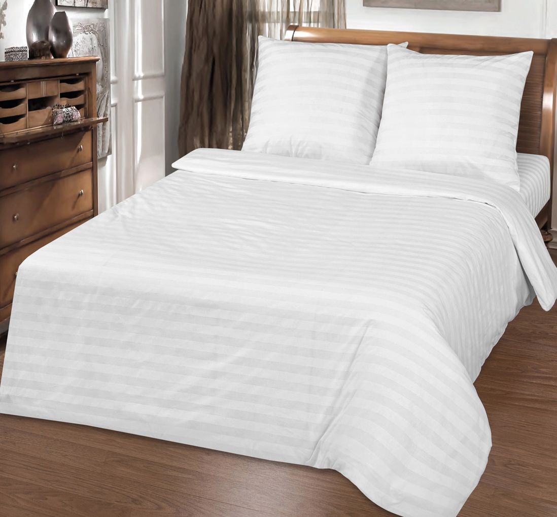 

Простыня Maktex Белый 220x220 см, из страйп-сатина на резинке 200 х 220 х 40