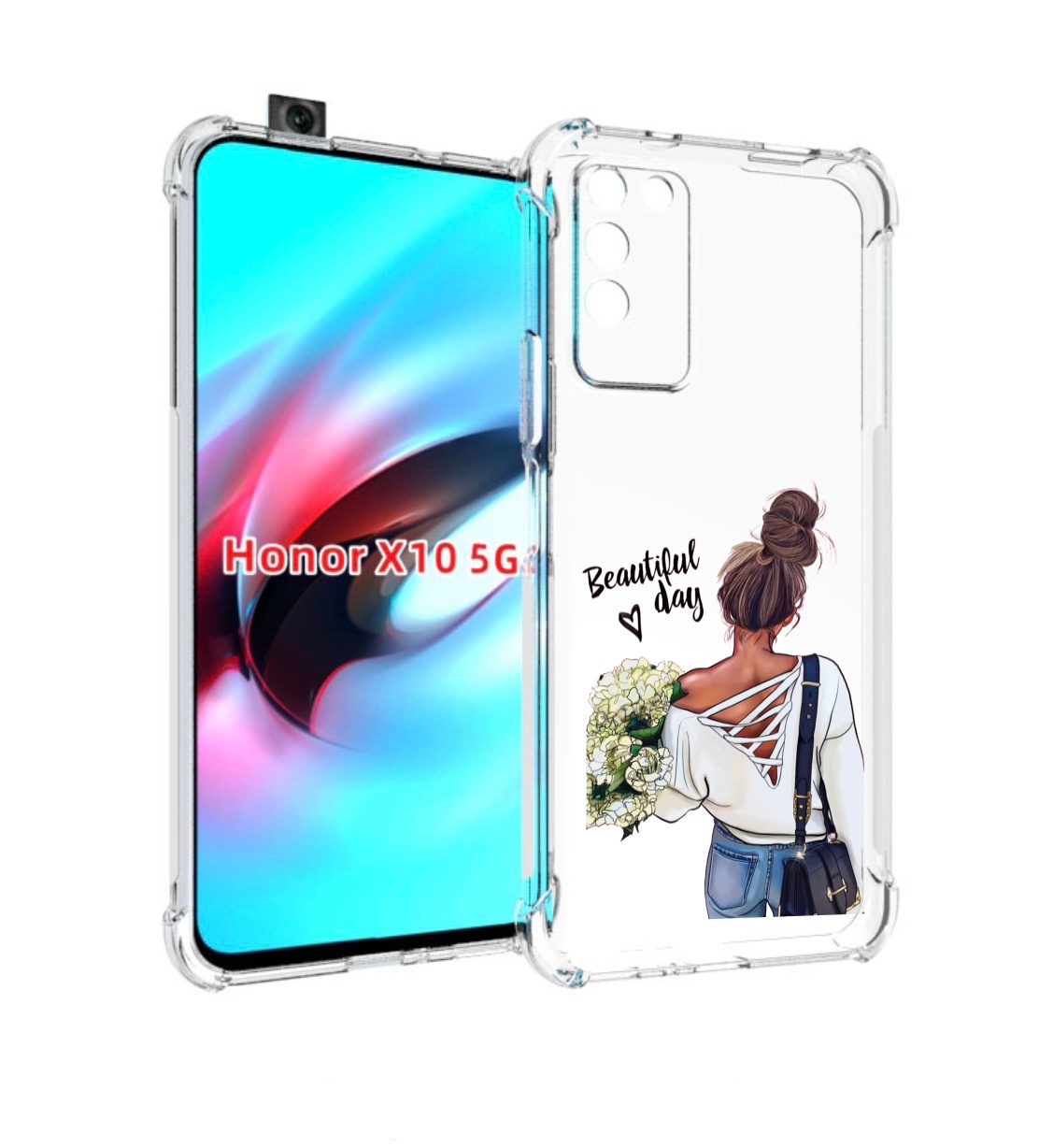 

Чехол MyPads Прекрасный-день для Honor X10, Прозрачный, Tocco