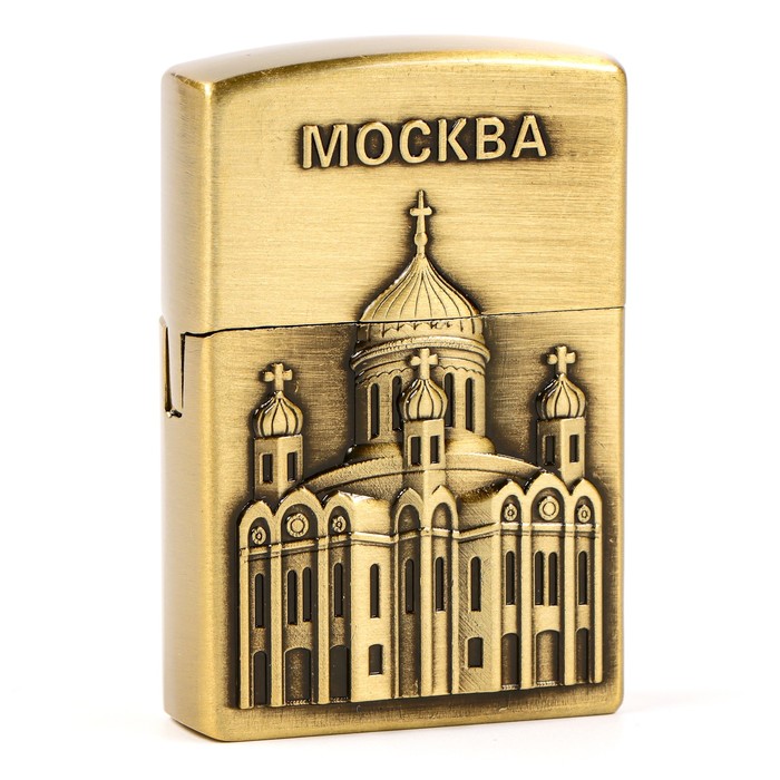 Зажигалка газовая Москва 9919030, пьезо, золото