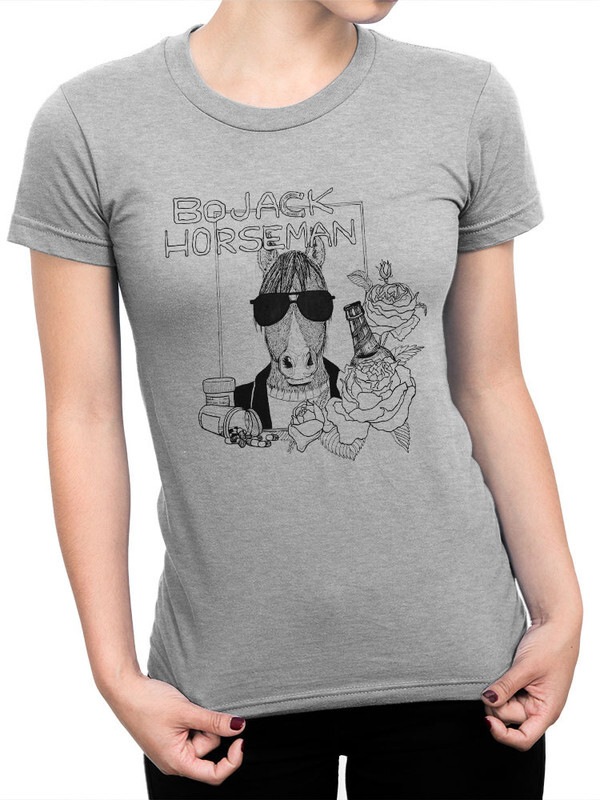 

Футболка женская Design Heroes Bojack Horseman - Конь БоДжек серая 3XL, Bojack Horseman - Конь БоДжек