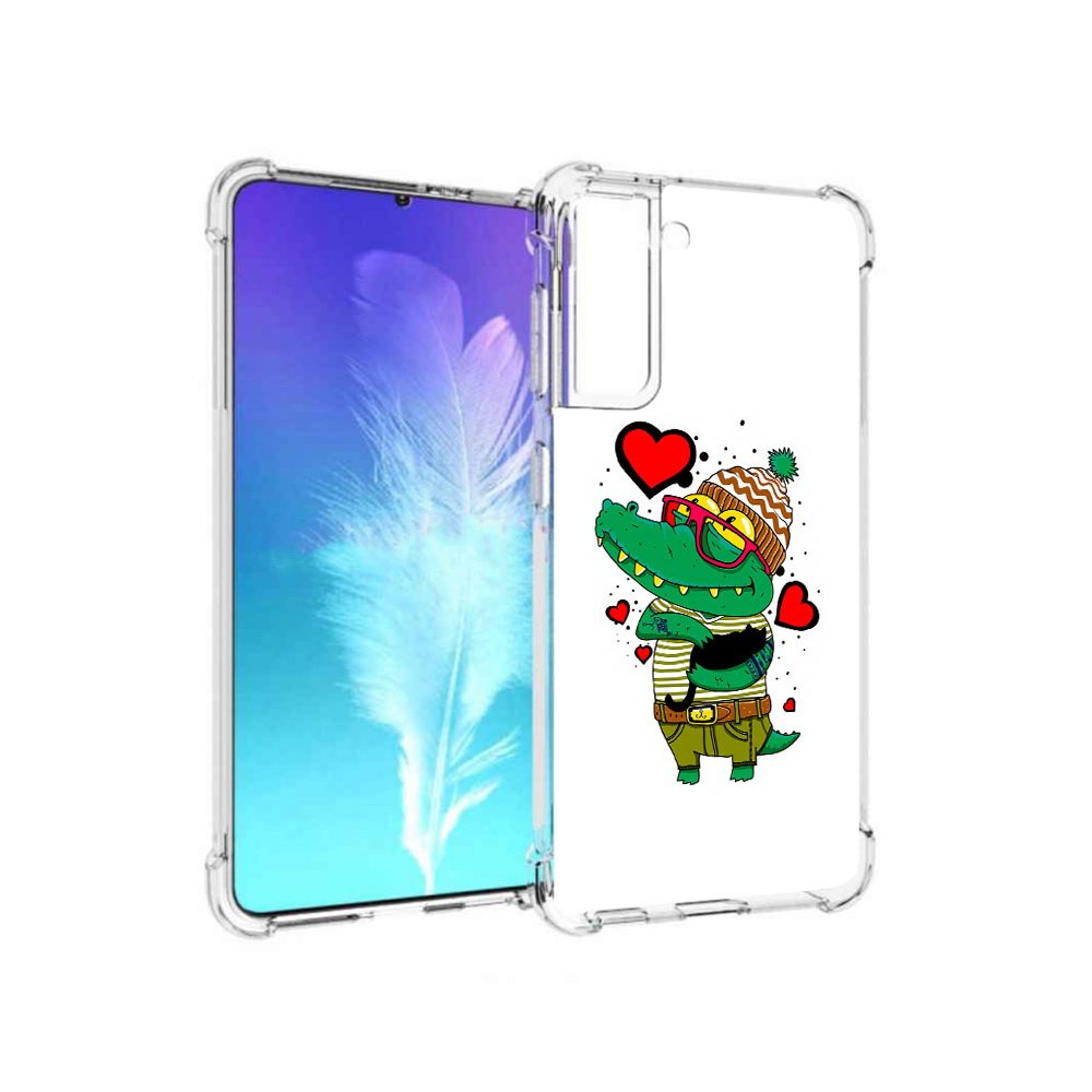 

Чехол MyPads Tocco для Samsung Galaxy S21 Влюбленный крокодил (PT157088.510.48), Прозрачный, Tocco