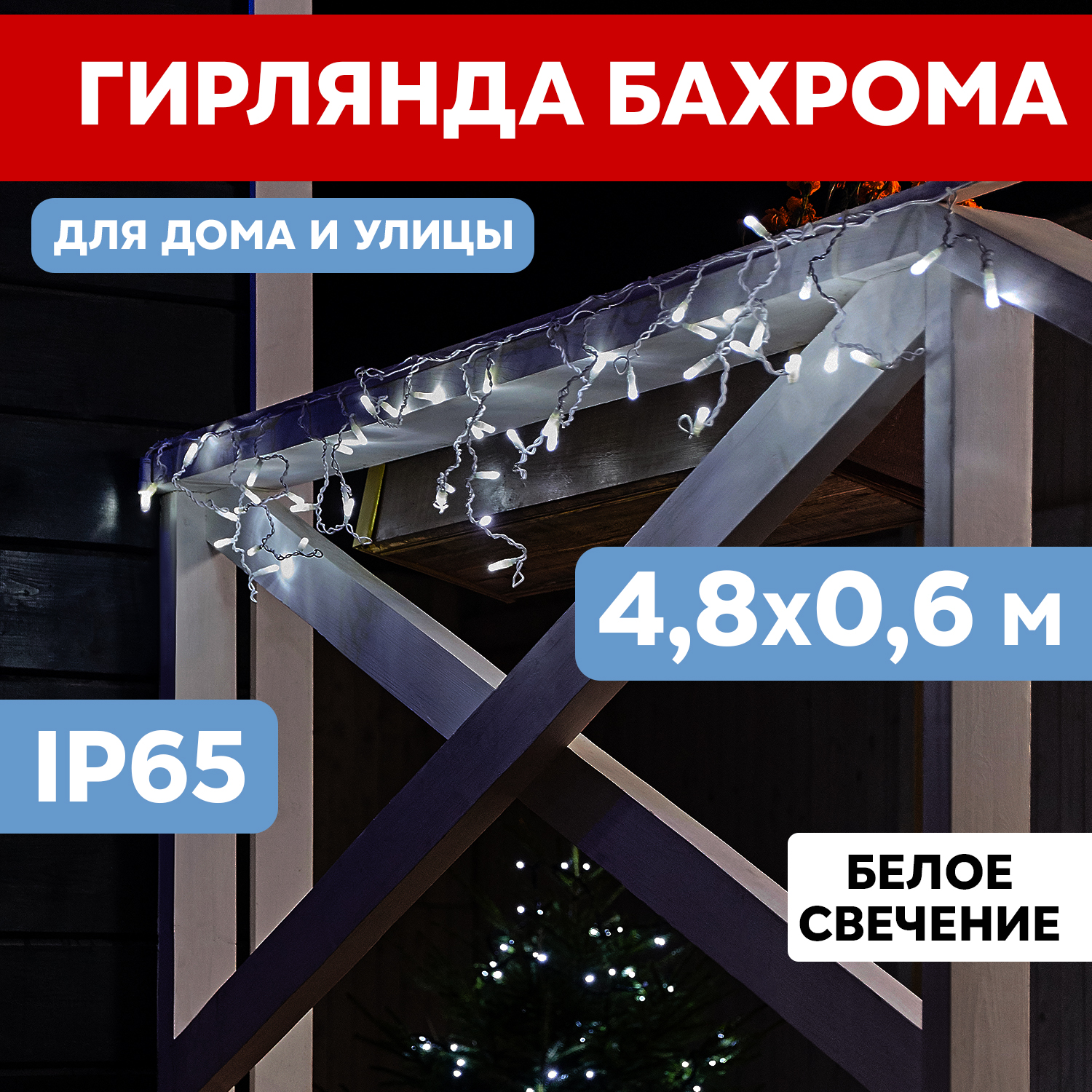 Световая бахрома Neon-Night гирлянда Айскл 4,8х0,6 м мерцание белый ПВХ 176LED белый