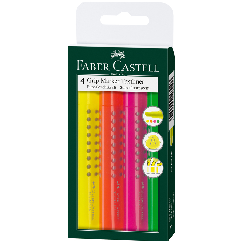 фото Набор текстовыделителей. faber-castell. grip 1543. 1-5мм. 4 цвета