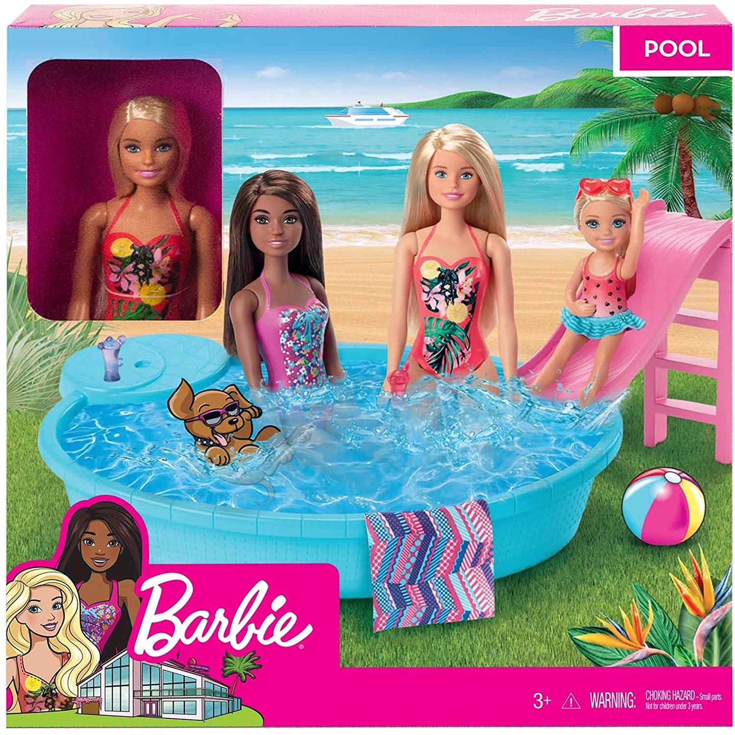 фото Кукла barbie и гламурный бассейн с горкой