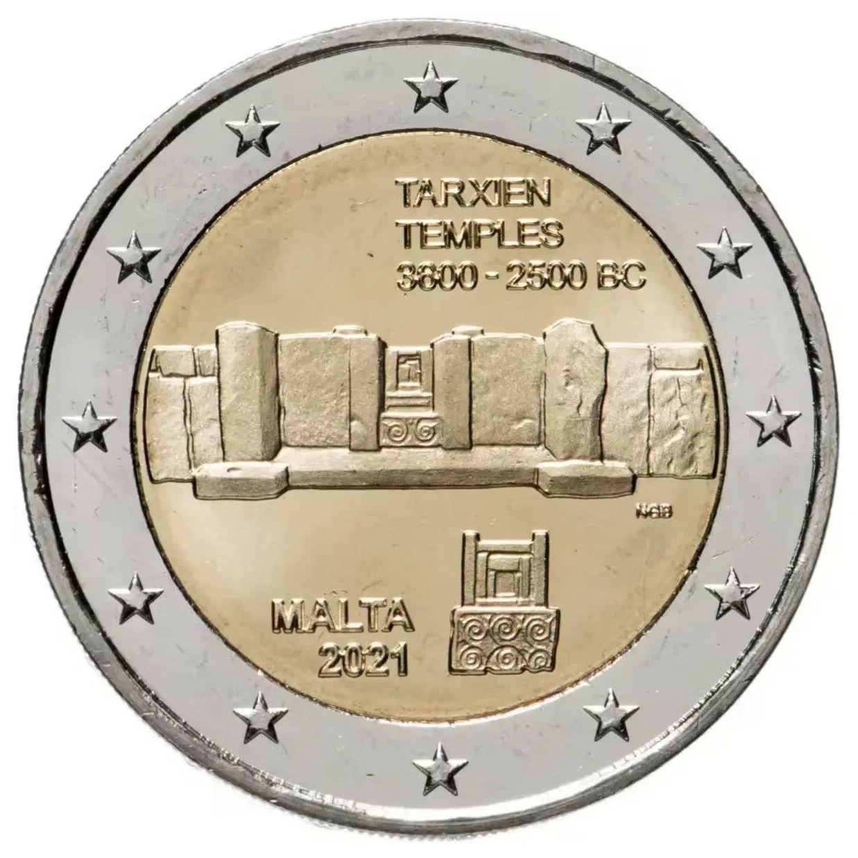 

Памятная монета 2 евро Таршиенский храмовый комплекс. Мальта, 2020 г.в. Монета в состоянии