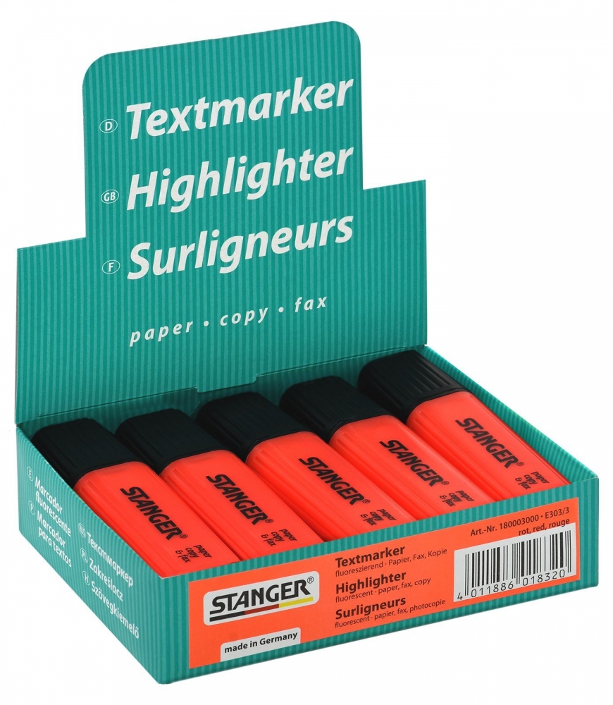 Маркер текстов Stanger Textmarker Classic 1-5 мм красн скошенный 10 шт 289₽