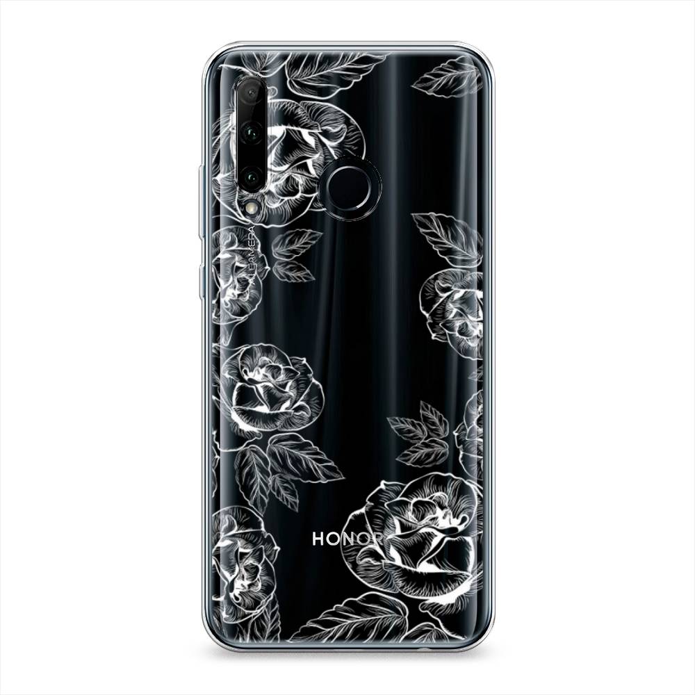 

Чехол на Honor 10i "Розы графика", Черный;серый, 68850-2