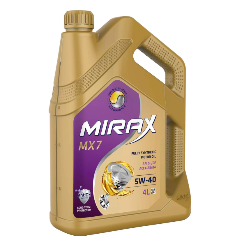 Масло моторное Mirax Mx7 Sae 5W-40 Acea A3/B4 Api Sl/Cf 4Л Акция 4+1 MIRAX 607052