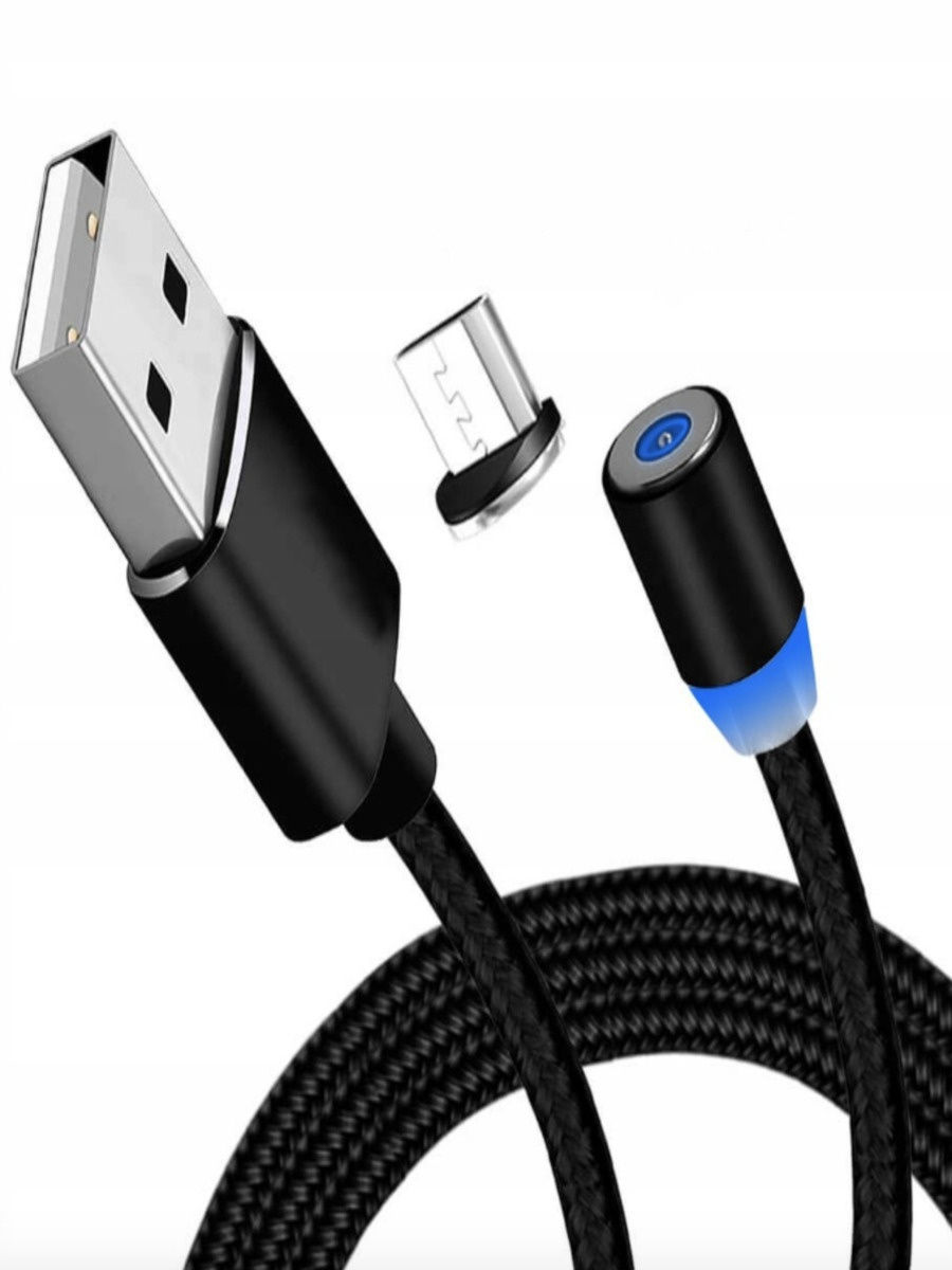 фото Кабель магнитный metal magnetic cable 360 microusb длина 1 метр, black (чёрный) хороший выбор