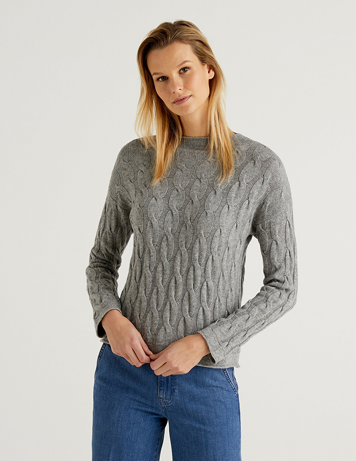 

Свитер женский United Colors of Benetton 21A_1335D2467 серый XL, 21A_1335D2467