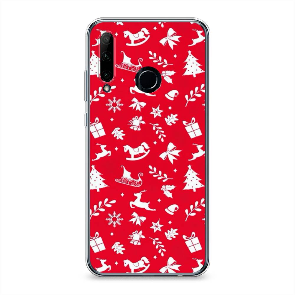 

Чехол на Honor 10i "Красный новогодний фон", Красный;белый, 68950-5