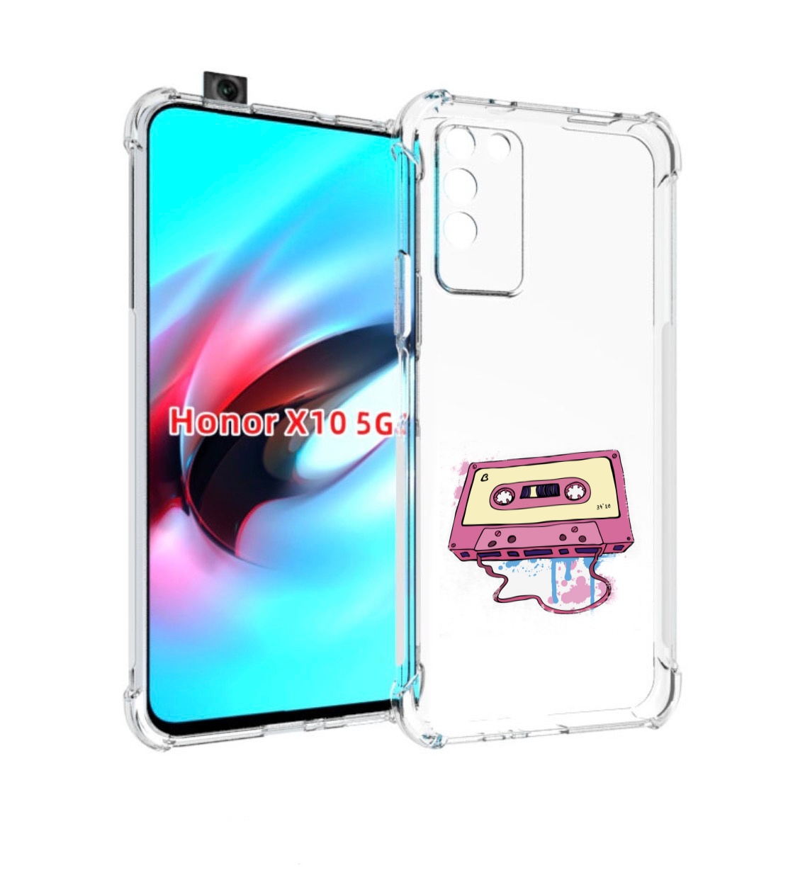 

Чехол MyPads Розовая кассета для Honor X10, Прозрачный, Tocco