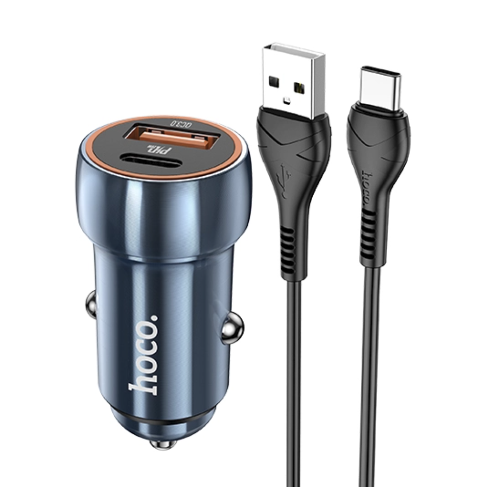 

Автомобильное зарядное устройство Hoco Z46A 1USB 3.0A PD20W+QC3.0 для Type-C Sapphire Blue, Z46Aa