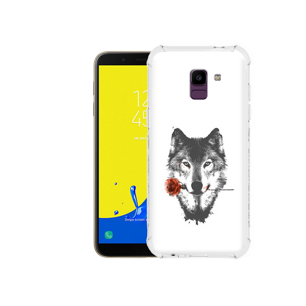 

Чехол MyPads Tocco для Samsung Galaxy J6 (2018) волк с розой, Прозрачный, Tocco