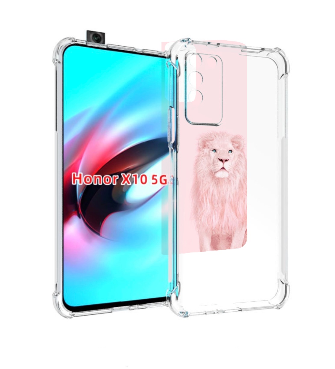 

Чехол MyPads Розовый-лев для Honor X10, Прозрачный, Tocco