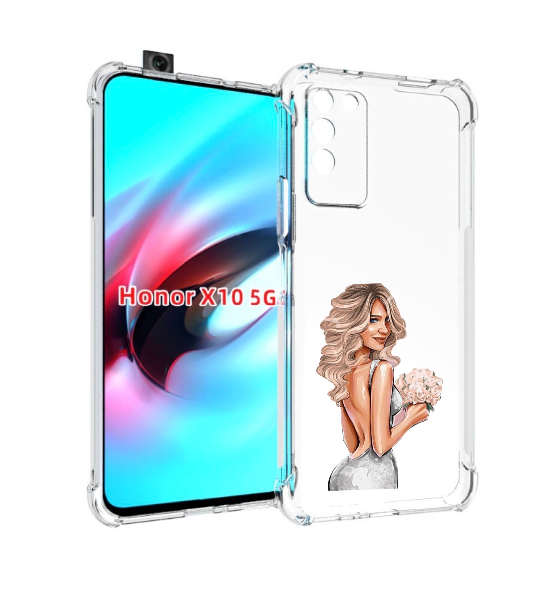 

Чехол MyPads Роскошное-платье женский для Honor X10, Прозрачный, Tocco