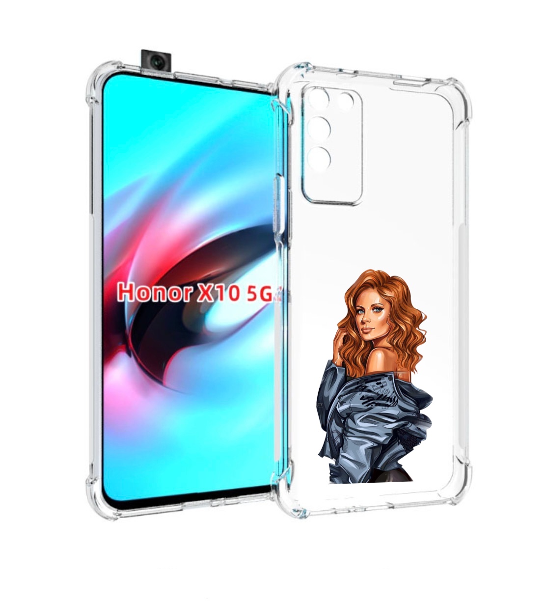 

Чехол MyPads Рыжая-девушка женский для Honor X10, Прозрачный, Tocco
