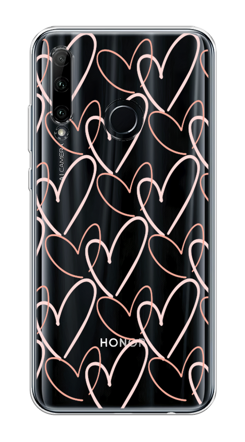 

Чехол на Honor 10i "Узор из сердечек", Розовый;бежевый, 68950-6
