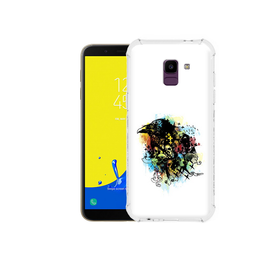 

Чехол MyPads Tocco для Samsung Galaxy J6 (2018) ворон и черепа, Прозрачный, Tocco
