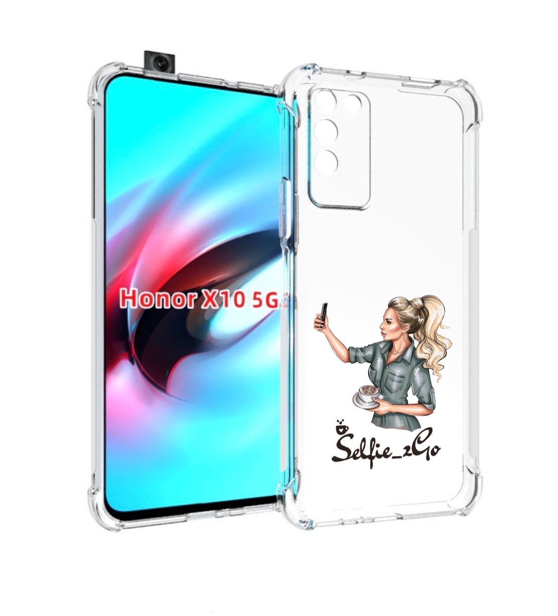 

Чехол MyPads Селфи-девушка женский для Honor X10, Прозрачный, Tocco
