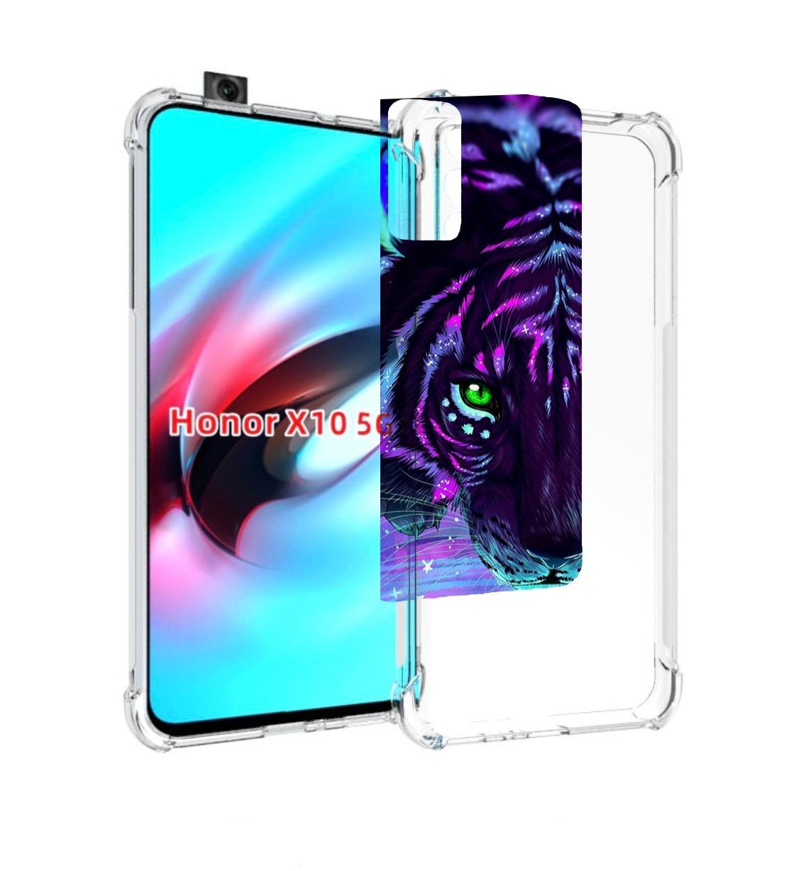 

Чехол MyPads Тигр-неон для Honor X10, Прозрачный, Tocco