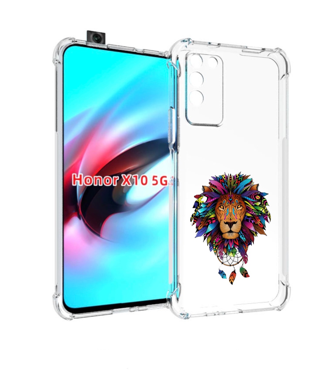 

Чехол MyPads Тотемный Лев для Honor X10, Прозрачный, Tocco