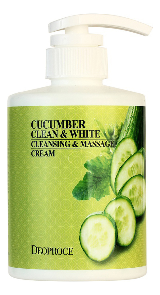 Крем для тела массажный DEOPROCE Cucumber Clean & White Cleansing & Massage Cream 430 мл крем мыло aura clean спелая вишня 1 л 1301181