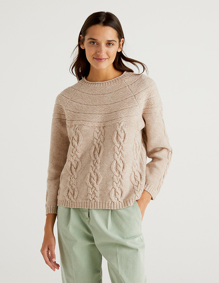 

Свитер женский United Colors of Benetton 21A_1344E1P26 бежевый L, 21A_1344E1P26