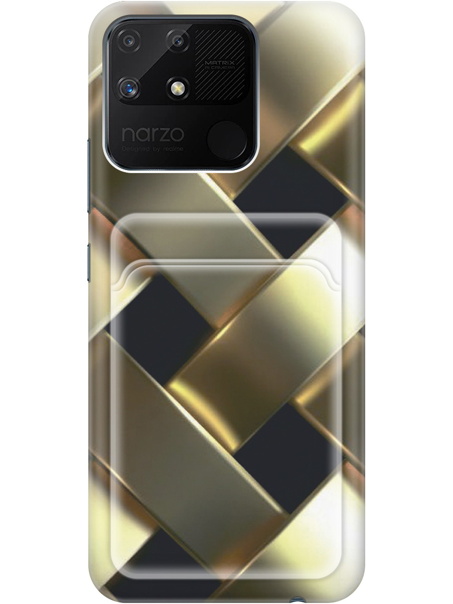 

Силиконовый чехол на Realme narzo 50A с рисунком "Золотистое плетение", Золотистый;черный, 20012039