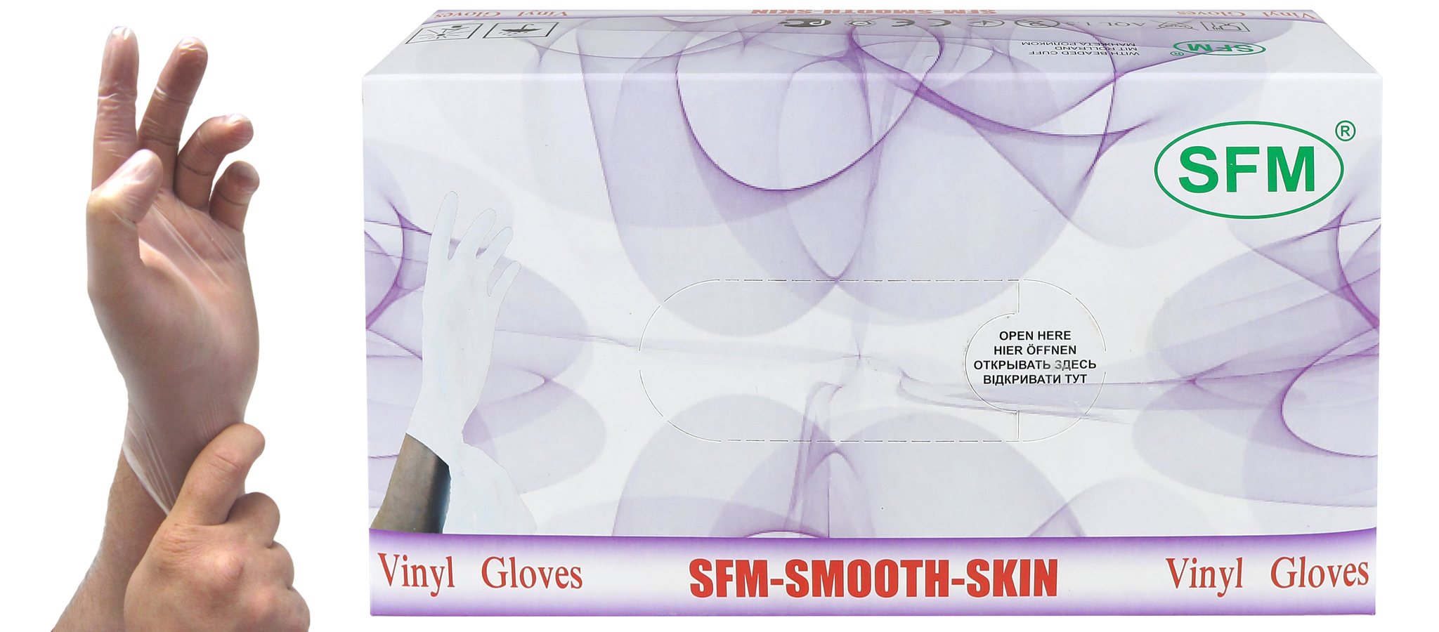 Купить Перчатки смотровые SFM виниловые размер S 100 шт.