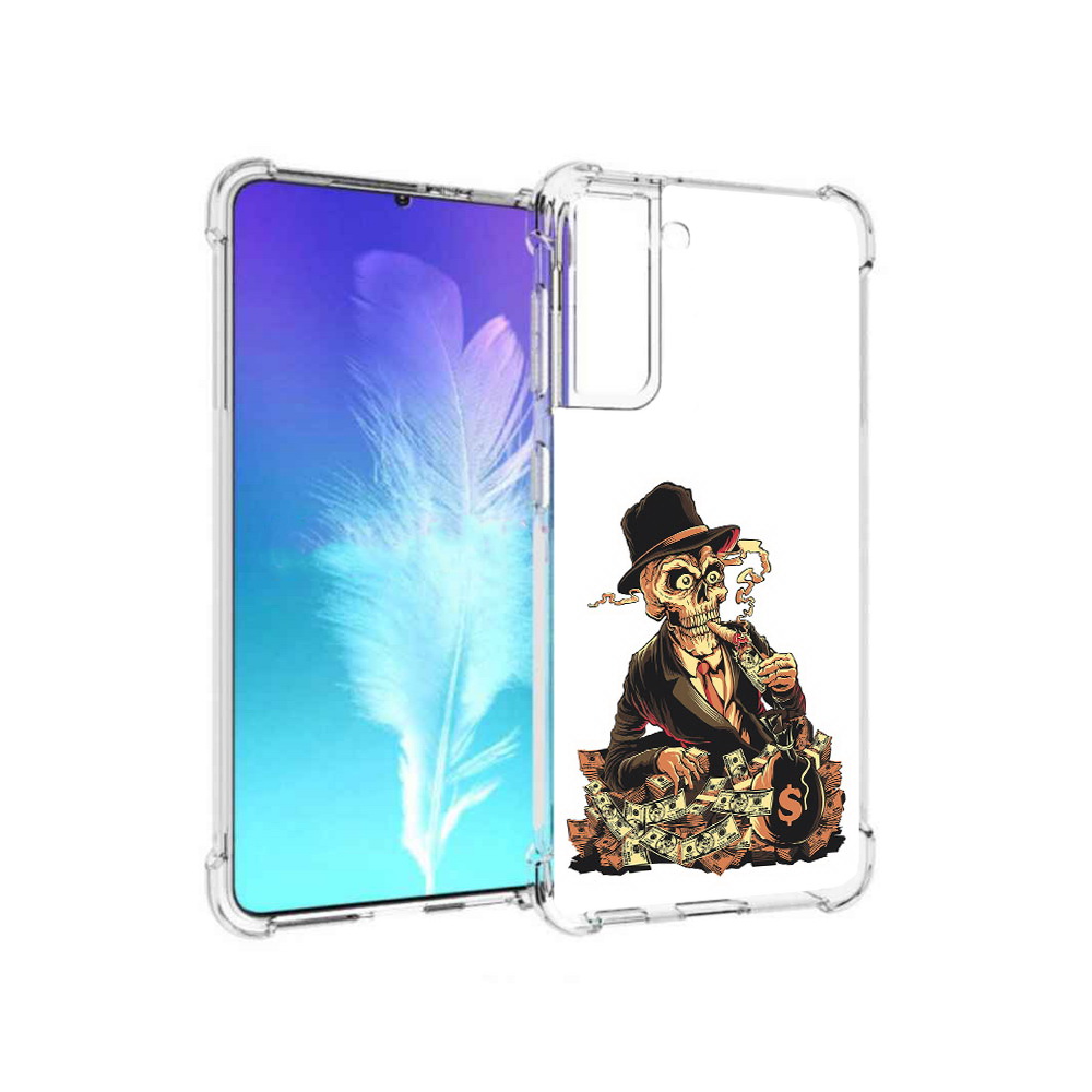 

Чехол MyPads Tocco для Samsung Galaxy S21 нарисованный череп с сигаретой, Прозрачный, Tocco