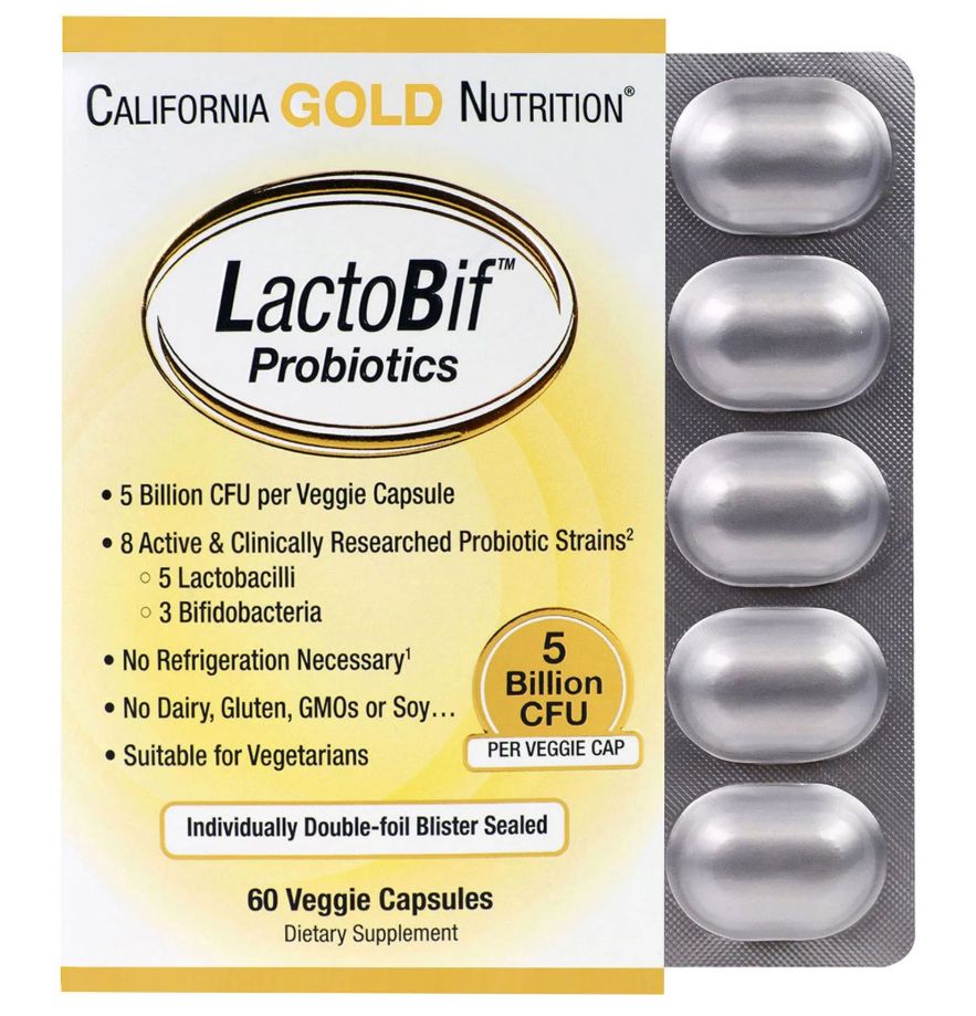 фото Пробиотики lactobif california gold nutrition 5 млрд кое капсулы 60 шт.