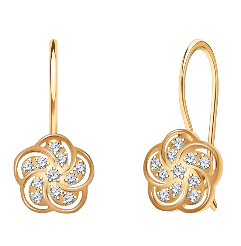 

Серьги из красного золота с фианитом Atoll 20843, 20843